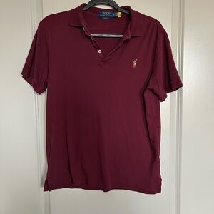 Ralph Lauren Men's Soft Touch Polo Shirt in Deep Burgundy with Gold Pony